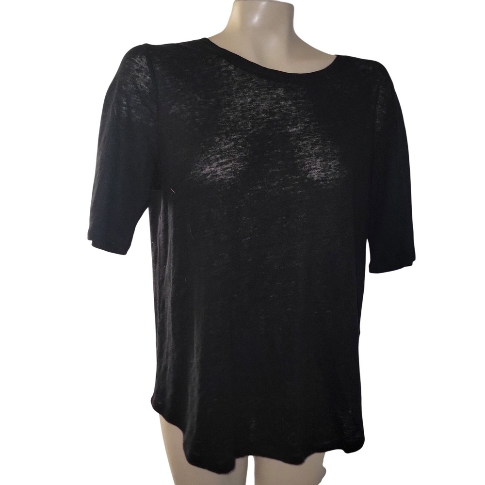 WHO WHAT WEAR Black Linen‎  Tunic Top Size L breathable comfort casual beach